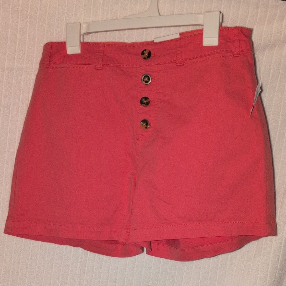 Old Navy Coral/Pink High-Waist Button-Front Shorts